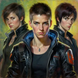 cyberpunk space pilot character ( blade runner 2 0 4 9, dystopian, cyberpunk 2 0 7 7 character design ). attractive face. portrait by james gurney and laurie greasley and yoji shinkawa, oil on canvas. cinematic composition, hyper realism, realistic proportions, anatomy, dramatic lighting, photorealistic, high detail, 4 k