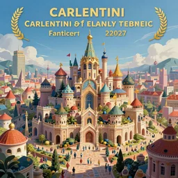 still film of carlentini as a fantasy city, cinematic view, panorama photo, extremely detailed and vibrant, award winning, digital painting