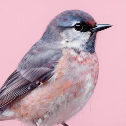 a close up of a bird on a pink background, an airbrush painting by ronnie landfield, dribble, lyrical abstraction, airbrush art, ultrafine detail, matte background