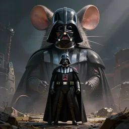 darth vader standing in front of a giant mouse, digital art by greg rutkowski, artstation