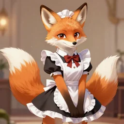 a fox fursona!!! wearing a maid outfit, highly detailed, digital art, trending on artstation, furry art!!!
