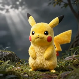The pokemon pikachu as a real life animal, nature photography, outdoors