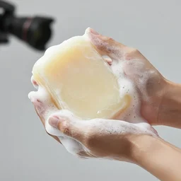 soap is washed by a person, studio shooting style, professional photographer, many details, super realistic, high quality, 8 k, realistic, hyper detail, dynamic, in albert bierstadt style