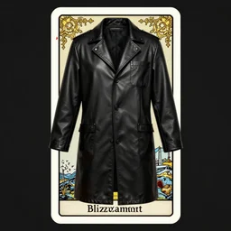 black leather lab coat, tarot card, blizzard entertianment, ilm, intricate, highly detailed, centered, digital painting, artstation, concept art, smooth, sharp focus, illustration