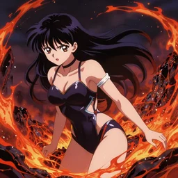 anime goddess in lava