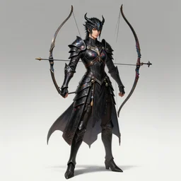 beautiful, digital art of an elegant, intricate, beautiful, colourful, archer, black draconic - leather, full body armor. artstation, by erak note, tooth wu, neil richards, kan liu, siwoo kim