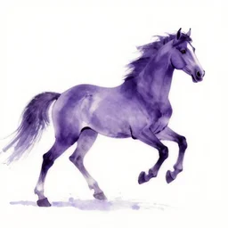 bautiful serene horse, healing through motion, minimalistic purpble ink aribrush painting on white background