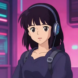 studio ghibli cyberpunk portrait character, charming japanese cyberpunk portrait cartoon,