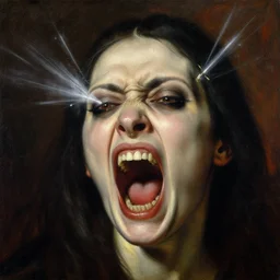portrait portrait face head eyes scream Razorpunk the wailing banshee priestess lady trumpets your name and bursts your eardrums with her sonic assault lucian freud charlie bowater ross tran greg rutkowski greg danton jonas de ro jim mahfood victor brauner ilya repin giorgio de chirico giotto leonardo da vinc oil painting