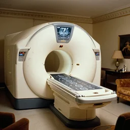 an mri image open mri machine time tunnel portal in the living room, film still from the sci fi movie directed by denis villeneuve with art direction by salvador dali, wide lens