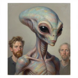 Beautiful hyperrealistic detailed matte portrait painting of an alien being, by andreas rocha and john howe, and Martin Johnson Heade, featured on artstation, featured on behance, golden ratio, f32, well composed, cohesive