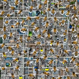 swarm of bee's. infestation in the city