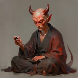 zportre of an adhd psychonautistic trader in shape of zen devil, digital painting, highly detailed