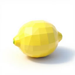 low polygon render of a lemon on a white background, isometric 3 d, ultra hd
