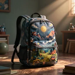 a magical backpack in a teenager's room by krenz cushart, fantasy, dramatic light