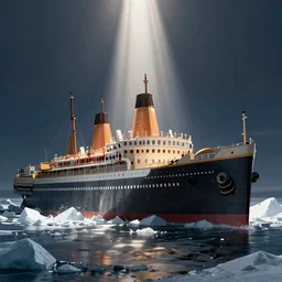 titanic sailing towards an ice berg, ray tracing
