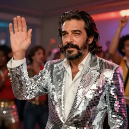 A still of Fidel Castro wearing a disco suit in Saturday Night Fever