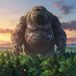 giant liquid monster!!!, forest treetop view. 4 k, artgerm, high detail, dramatic lighting, sunset, hayao miyazaki, masashi ando, nizou yamamoto, kazuo oga, joe hisaishi, yoji takeshige, naoya tanaka