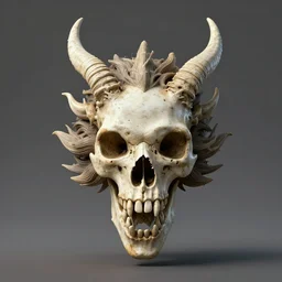 dragon head, skull, bone draped, 4 k resolution, 3 d render, centered