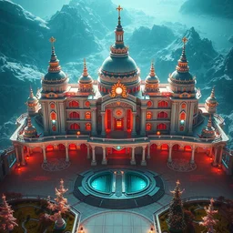 bright futuristic palace exterior, extreme opulence, utopia, cinematic, futuristic, realistic, high detail aerial view