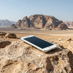 Random iPhone on a rock in Mitzpe Ramon under the sky