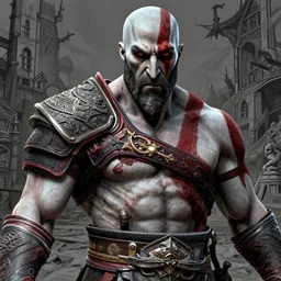 the portrait of the absurdly ruthless, strong, and realistic kratos, an ultrafine hyperdetailed illustration by kim jung gi, irakli nadar, intricate linework, octopath traveler, final fantasy, unreal engine highly rendered, global illumination, detailed and intricate environment