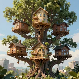 habitat 7 6 treehouses city built on the branches of yggdrasil, neofuturism architecture, digital painting, detailed, highly detailed, smooth, sharp focus, 3 d rendering, octane, unreal engine, digital, maya, award winning, trending on artstation