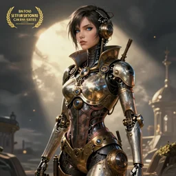 image of beautyful female android steampunk by jean giraud,