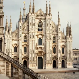 Milan cathedral, by Eugène Delacroix and Francis Bacon and Micheal Whelan, Hieronymus Boch, artistic, intricate drawing, light brazen, realistic fantasy, extremely detailed and beautiful aesthetic, establishing shot, 8k resolution, dramatic lighting
