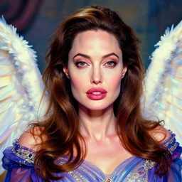 A psychedelic portrait of angelina jolie, vibrant color scheme, highly detailed, in the style of romanticism, cinematic, artstation, Greg rutkowski