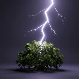 lightning bolt striking a bush, octane render
