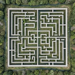 maze made from rivers, direct overhead view