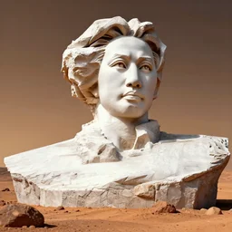 a sculpture of mao zedong's sculpture in cyberfunkcity on mars a made of rocks by lodovico di leonardo buonarroti di simoni, highly detailed, radiant light, hyperrealism, digital art, artstation, concept art, detailed and intricate environment, wide angle, cinematic lighting