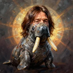 portrait of a john lennon made from walrus by greg rutkowski