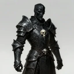 a digital art portrait of grim dark cursed black paladin knight with human skulls in style of dark souls, the dark lord worrier power armour character design, character sheet, 4 k, ultra detail, volumetric lighting, unreal engine, octane render