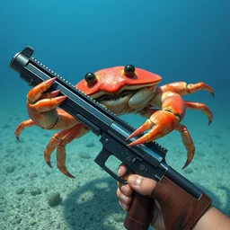 crab holding a gun