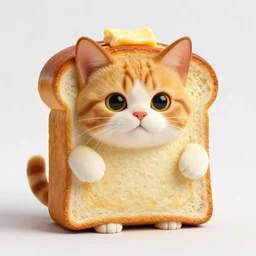 michael c hall as a cat shaped as a loaf of bread, silly portrait, toasty toaster butter