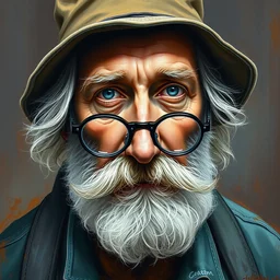 a _ fantasy _ style _ portrait _ painting _ of white male with bucket hat and john lennon glasses chubby, rough beard, oil _ painting _ unreal _ 5 _ daz. _ rpg _ portrait _ extremely _ detailed _ artgerm _ greg _ rutkowski _ greg