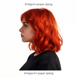 upper body portrait. back of a girls head and shoulders. medium length hair. bright red hair! black jumper. lit from the right side, white light. centered median photoshop filter cutout vector behance hd artgerm jesper ejsing!