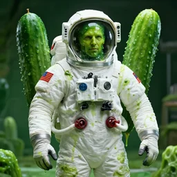 green slimy spotty astronaut suit face benedict cumberbatch, big cucumber!!!