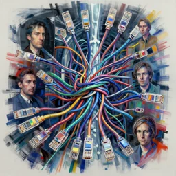 x - ray radiology scan, hyper detailed 3 d render strangling network of colorful ethernet cables and aerochrome by jacek yerka, mariusz lewandowski, houdini algorithmic generative render, abstract brush strokes, masterpiece, edward hopper and james gilleard, zdzislaw beksinski, mark ryden, wolfgang lettl, dan hiller, hints of yayoi kasuma, octane render, 8 ktrending on artstation, photography portrait