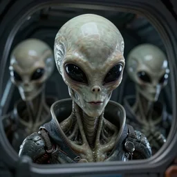 alien brainsuckers inside the cockpit of spaceship, perfect face, fine details, studio lighting, subtle shadows, art by katsuya terada, photorealism, hyper realism, octane render, hyper detailed, canon eos r 3, f / 1. 4, iso 2 0 0, 1 / 1 6 0 s, medium shot, 8 k, raw, unedited, in - frame,