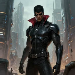 black man vampire cyborg  with cap enter a futur distopic city  , highly detailed, digital painting, cgsociety , concept art, sharp focus, illustration, art by artgerm and greg rutkowski and alphonse mucha