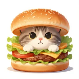 cat inside a hamburger
