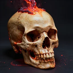 skull with lava pouring out of it
