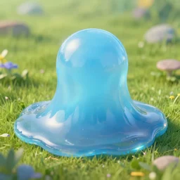 concept art of transparent bluish closeup slime in the meadow. fantasy art, high details, masterpiece, cgsociety, octane render, 8 k, volumetric lighting, photorealism, translucent raytracing, artstation contest winner