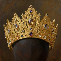 ornate gothic gold tiara painting covered in jewels art deco