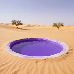 purple pool in the middle of a desert