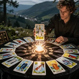 magical cards being cast from a tarot deck, by alex horley