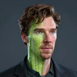 a full character portrait of benedict cumberbatch merged with a cucumber, the pixar adaptation, ef 8 5 mm f 1. 8 usm, bionic scifi alexandre ferra, hyper detailed, digital art, trending in artstation, cinematic lighting, studio quality, smooth render, unreal engine 5 rendered, octane rendered